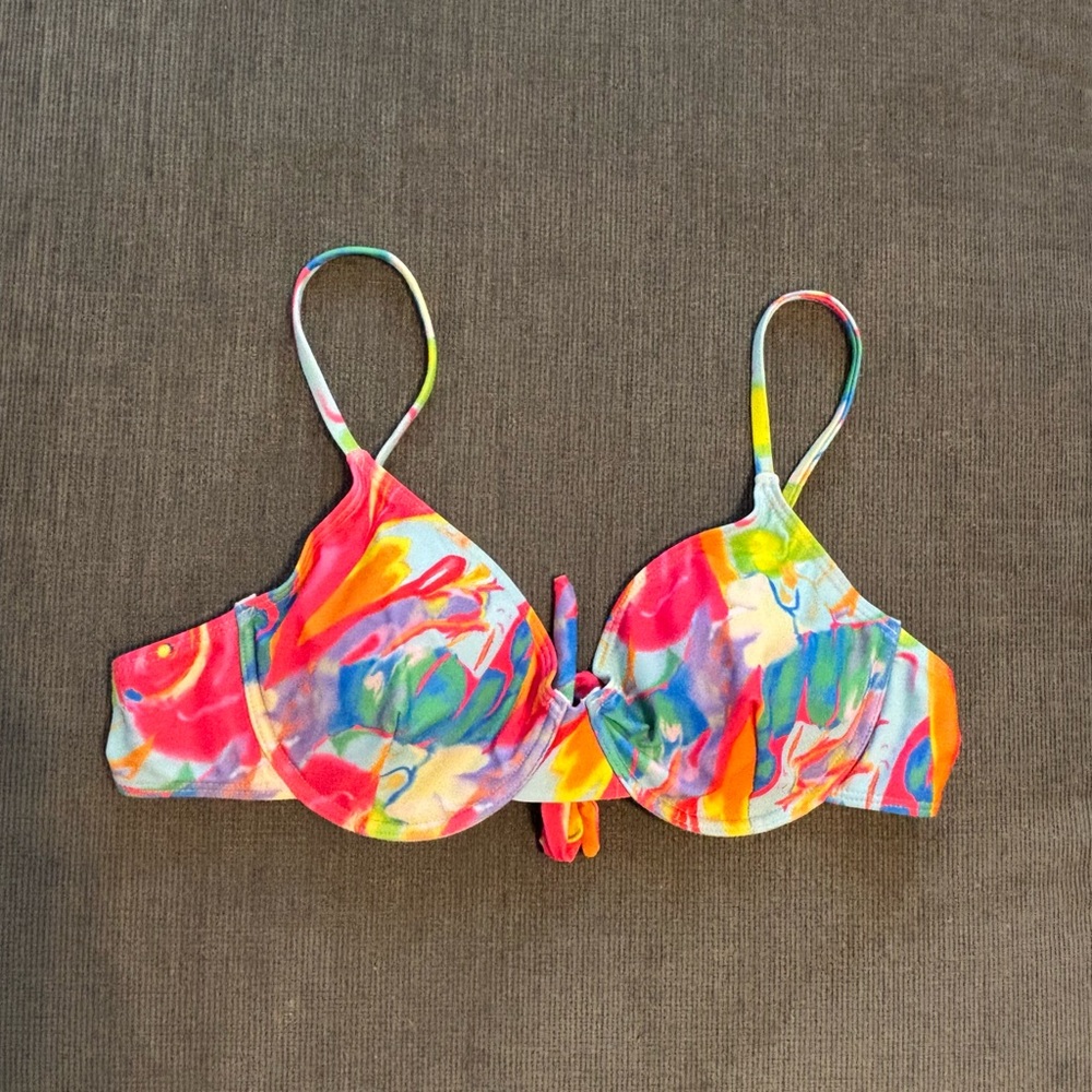 Colorful Tie Dye Abstract Bikini Top